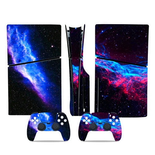 VRUIVR Full Skin Sticker for PS5 Slim Console Disc Edition Vinyl Skin Decal Cover for PS5 Slim Controller Galaxy (Galaxy)