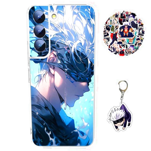 Staremeplz Compatible with Samsung Galaxy A15 5G Case Anime Satoru Gojo/Itadori Yuji Design [with Vision Keychain and 50pcs Stickers] Cartoon Transparent Soft Silicona Case for Samsung Galaxy A15 5G