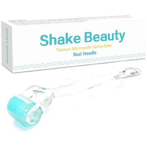 Shake beauty Derma Roller - 192 Titanium Needles 0.3mm - Microneedling Roller Cosmetic Microdermabrasion Tool for Face - Includes Storage Case
