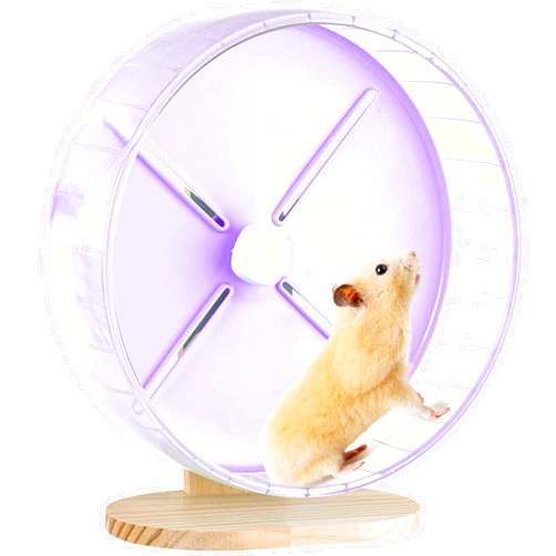 Biubiucat Hamster Wheel, 10.2 inch Silent Hamster Exercise Running Wheel with Stand, Chinchilla Exercise Wheel with Wooden Base, Adjustable Quiet Spinner for Guinea Pigs, Sugar Gliders, Gerbils