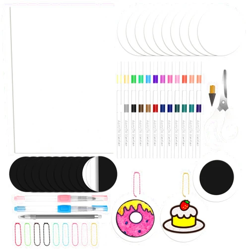 Coldairsoap Magnets Magic Puffy-60 Pcs, Magic Foam Texture Painting Kit, 2 A4 Size & 10 Foam Texture Paper, 10 Self-adhesive Magnets, 24 Colors Acrylic Marker Pen, 10 Bead Chains, Magical 3D Effect Painting Kit