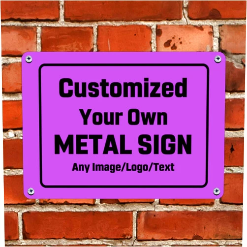 ABCDesign Custom Aluminum Metal Sign with Your Picture Name Text Logo Word Personalized Weatherproof Sign, Outdoor Guardrail Street Novelty Multiple Colors Metal Signs, MediumOrchid 16x12 inch