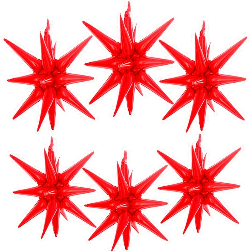 BBPOOL 6 Pcs Red Star Balloons,22 Inch Red Starburst Balloons Star Foil Mylar Balloons for Birthday Party Wedding Christmas Anniversary Graduation Decorations