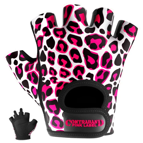 Contraband Pink Label 5297 Womens Design Series Leopard Print Lifting & Rowing Gloves (Pair) - Lightweight Vegan Medium Padded Microfiber Amara Leather w/Griplock Silicone