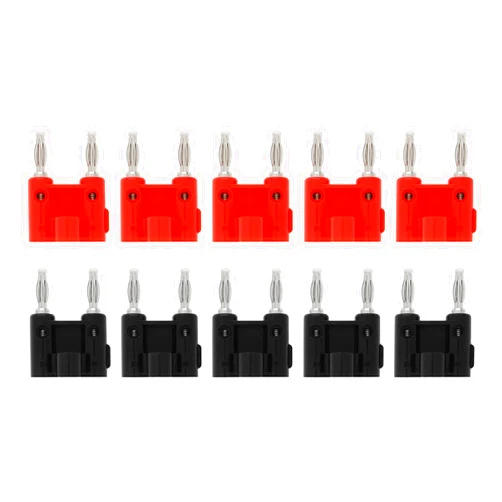 Smgda 10 Pcs Dual Banana Plug Speaker Cable Connectors Screw Type Dual Tip Banana Plug Clips for 2-Way Speaker Wires Black+Red