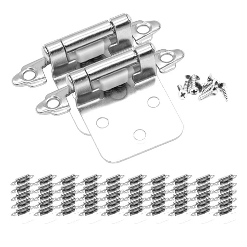 SHUTTLE GENIUS Satin Brushed Nickel Kitchen Cabinet Hinges, 50 Pack(25 Pairs) 1/2