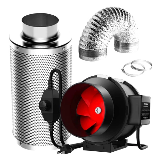 VIVOSUN Grow Tent Ventilation System, 6 Inch Inline Duct Fan with Speed Controller, 6'' Carbon Filter, and 16ft. Ducting Combo, Air Cooling and Filtration Kit for Grow Tent, Hydroponics