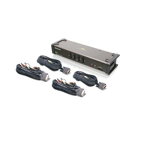 IOGEAR 4-Port DVI KVMP Switch - 1920 x 1200 60Hz - LED Display - Auto Scan Mode - 2.1 Audio w/Mic - 2 USB 2.0 Hub For Peripherals Sharing - Plug n Play - Win Linux Mac Sun - TAA Compliance - GCS1104