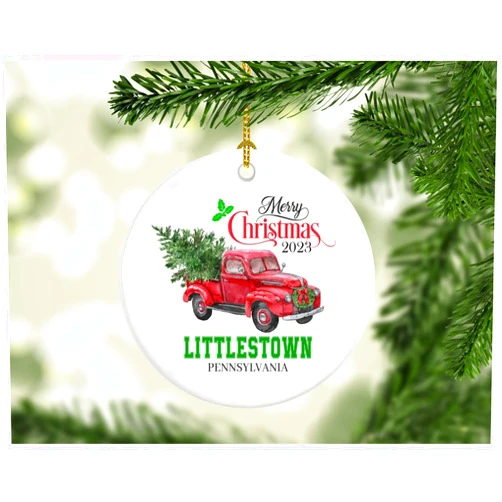 Gifts ideas Christmas Decoration Tree Merry Christmas 2023 Littlestown Pennsylvania Ornament Funny Gift Xmas Holiday as a Family Pretty Rustic First Christmas in Our New Home MDF Plastic 3