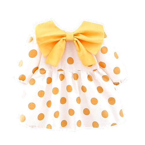 Generic Infant Toddler Kids Newborn Baby Girls Patchwork Long Ruffled Sleeve Bowknot Polka Dot Princess Sweater Pencil