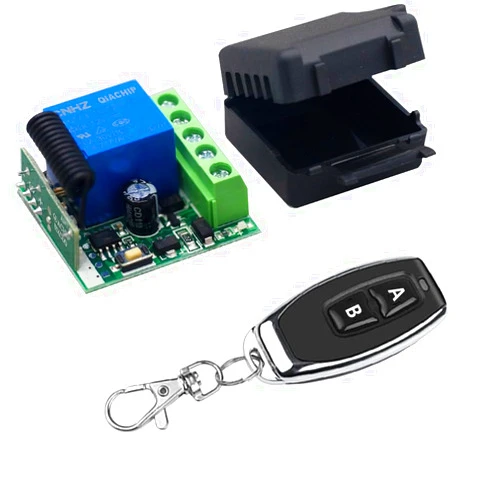 QIACHIP 433Mhz Universal Wireless Remote Control Switch DC 12V 1CH Relay Receiver Module RF Transmitter Momentary Toggle Latch for Gate Door Open,LED,Pump,Car(Transmitters 2 Button+ 1 Receiver 1CH)