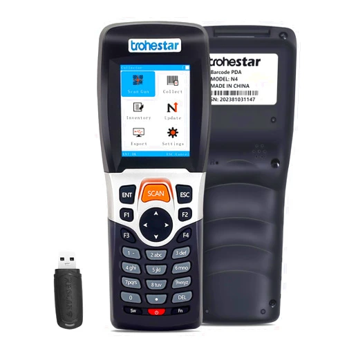 Trohestar Wireless Barcode Scanner - Handheld Inventory Scanner Data Collector with 2.4GHz RF Transceiver for Warehouse & Bookstore Management (N4-1D-Blue)