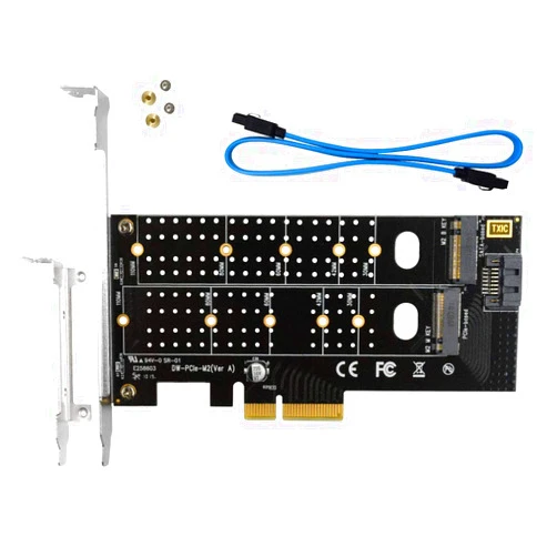 GODSHARK Dual M.2 PCIe Adapter, M.2 NVME SSD (M Key) or M.2 SATA SSD (B Key) 22110 2280 2260 2242 2230 to PCI-e 3.0 x4 Host Controller Expansion Card with Low Profile Bracket for PC Desktop