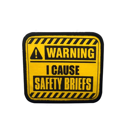 ewkft Warning Embroidered Patches I Cause Safety Briefs Patch (A)