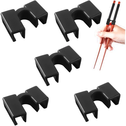 Patelai 5 Pairs Reusable Chopstick Helpers Practice Chinese Chop Stick Training Chopsticks for Many Age, Kids, Adult, Beginner, Trainers or Learner (Black)