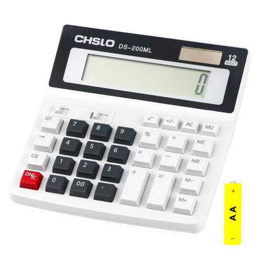 Gaiamat Desktop Calculator Extra Large LCD Display 12-Digit Big Number Accounting Calculator with Big Button,Battery & Solar Dual Power Perfect for Office Business Home Daily Use(US-200ML-grey)