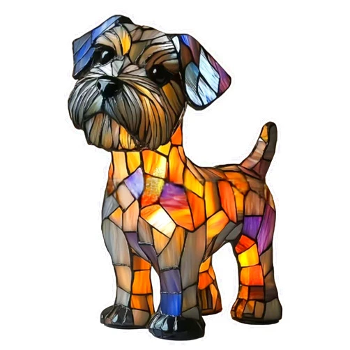 DFPHPNUP Seodon Dog Colored Resin Night Light, Artistic Color Light, LED Desk Lamp, Colorful Graffiti Light, Suitable for Home Desktop Decoration (Schnauzer)