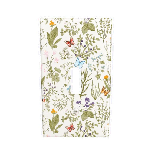 Tebjh Vintage Flowers Floral Garden Plants Light Switch Cover Decorative Single Toggle 1 Gang Wall Plate Board Wallplates For Kitchen Farmhouse Bedroom Bathroom Art Decor