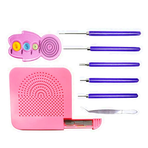 XIWUMOER 8PCS,Quilling Needles,Quilling Knitting Board,Quilling Kits,Paper Quilling Tools,Quilling Curling Coach,Paper Craft DIY Tools,Assorted Sizes Rolling Curling Quilling Needle Pen, (Pink)