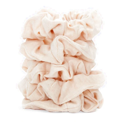 Kitsch Scrunchies for Women's Hair - Organic Cotton Knit Hair Scrunchies | Large Hair Ties for Women | Hair Tie Scrunchies for Girls | Scrunchie | Hair Bands & Ponytail Holders, 5pc (Cream)
