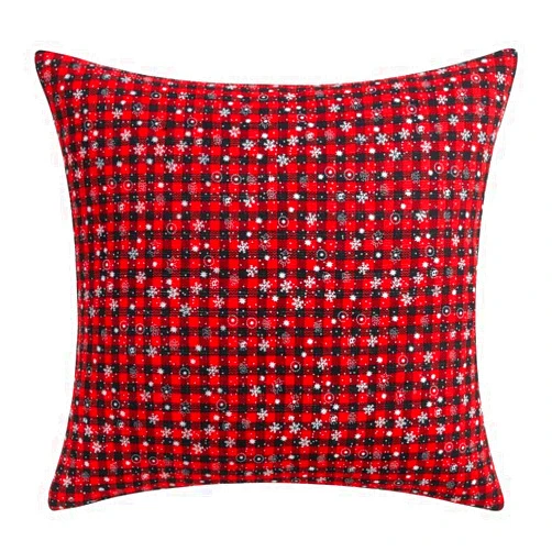 ZAJIO Christmas Red Plaid Throw Pillowcase Fine Plaid Snowflake Square Cushion Covers Sofa Living Room Pillow Decoration 20x20 Inch,2 Pcs