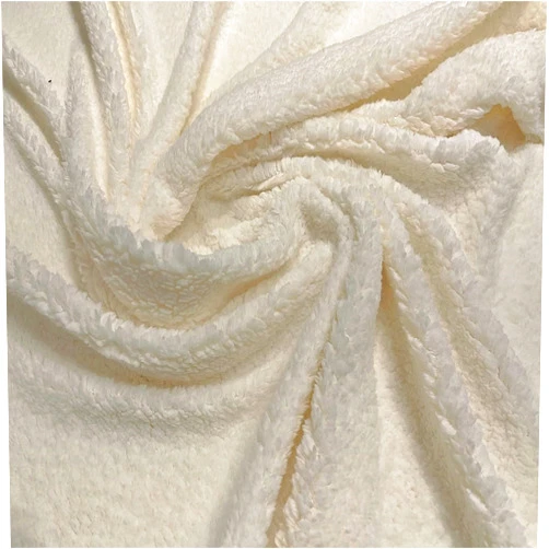 DAVID TEXTILES Solid Natural Creamy White Sherpa Plush Fleece Fabric by The Yard
