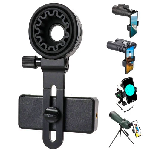 LAKWAR Telescope Phone Adapter, Universal Cell Phone Mount Compatible Binoculars, Monocular, Microscope, Spotting Scope, Telescope, Smartphone Holder Clip Bracket Fits Almost of Mobile Phones