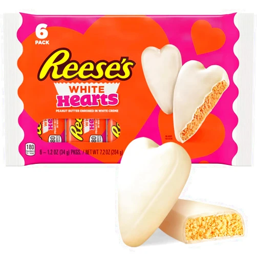 Taboom Reese'sValentine's White Creme Peanut Butter Hearts - 1.2oz/6pk