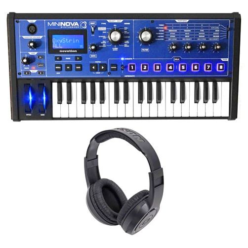 Audiosavings Bundle: MiniNova 37-Key Compact Studio Live Sound USB MIDI Keyboard Synthesizer Bundle with SR350 Over Ear Closed Back Studio Monitoring Stereo Headphones (2 Items)