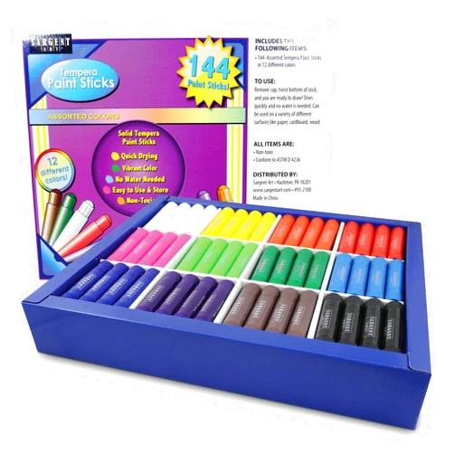 Sargent Art 144ct Classroom Set, 12 Assorted Colors,Kids, Super Quick Drying, Works Great on Paper Wood Glass Ceramic Canvas