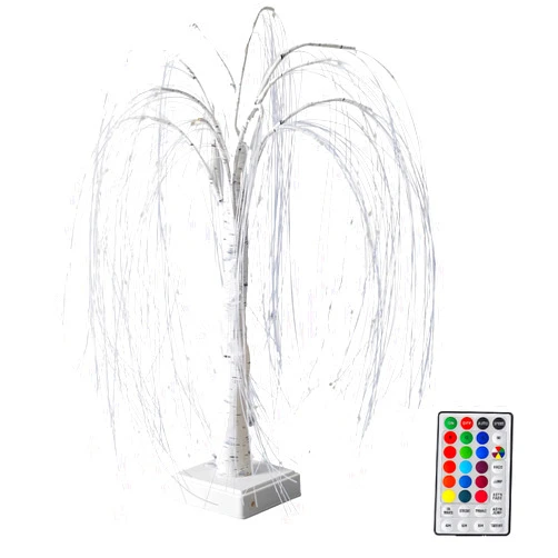 Lovee Tux 24Inch Lighted Willow Tree,60 LED Willow Tree Lights with Dimmable Remote,Indoor Weeping Willow Tree Lights Ornaments for Christmas Wedding Home Party Decor