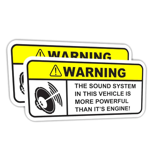 Generic (2 Pcs) Funny Sound System Warning Sticker Set Vinyl Decal for Car Subwoofer Woofer