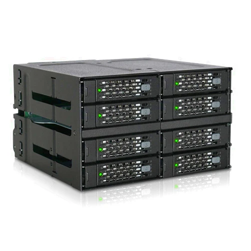ICY DOCK 8 Bay 2.5 SAS/SATA HDD/SSD Hot Swap Backplane Mobile Rack Enclosure for 2 x 5.25 Bay (2 x MiniSAS HD) | ToughArmor MB508SP-B