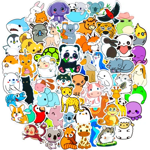 AIRNOGO Animal Stickers for Kids 100 Pcs Kawaii Cute Mixed Animals Sticker Pack, Teacher Classroom Prizes for Reward, Waterproof Vinyl Stickers for Water Bottles Laptop Scrapbook Journaling Notebook Diary etc