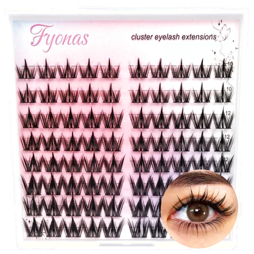Fyonas Lash Clusters Manga Eyelash Clusters Spiky Cluster Eyelash Extensions 80Pcs C Curl Individual Lashes Volume Anime Lash Clusters with Thin Band Cosplay Lashes DIY at Home (Cutey)