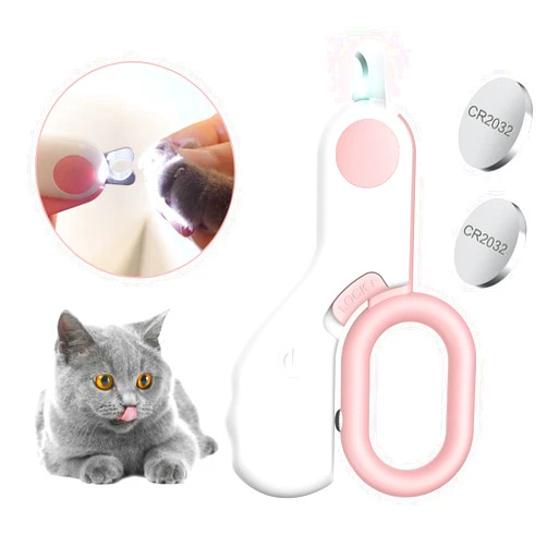 Woleigiao Pet Nail Clippers with LED Lights cat Nail Clippers for Indoor Cats Nail Trimmer Clippers for Small Dog Nail Trimmers Cats Rabbits Nail Clippers Bird Kittens (Pink)