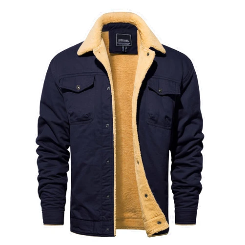 TACVASEN Men's Winter Jacket Sherpa Fleece Lined Cargo Coat Warm Thick Trucker Jacket with Multi Pockets