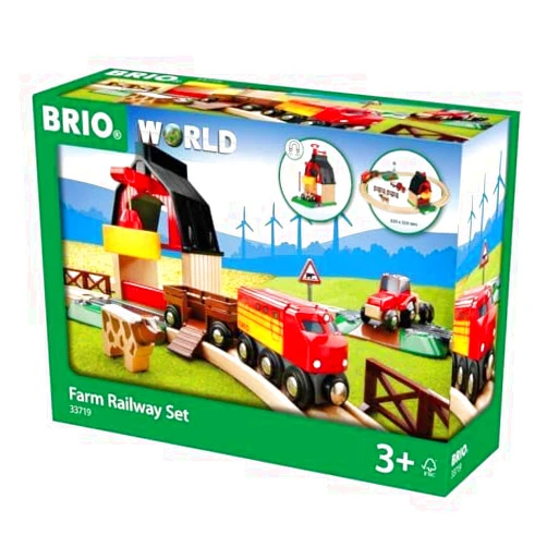 BRIO Farm Railway Playset 33719 and Advanced Expansion Pack 33307-20-Piece Interactive Toy Train Set and 11-Piece Wooden Train Tracks