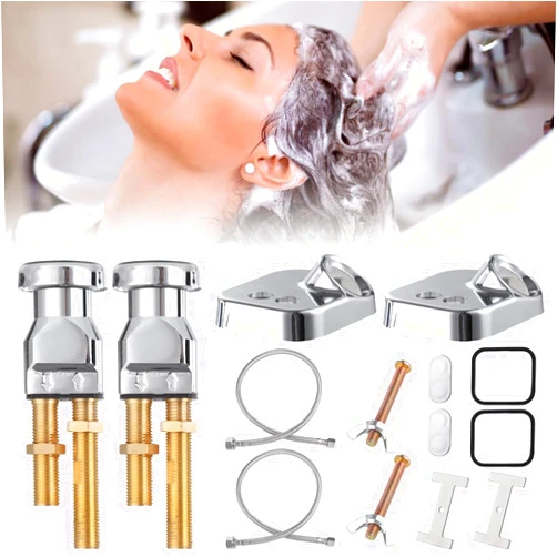 COSYOO 14 Pcs Shampoo Bowl Vacuum Breaker Kit, Shampoo Faucet Kit with Breaker Vacuum, Crossover Hose, Receiver Plate, Salon Sink Replacement Parts, Prevent Backflow Pressure