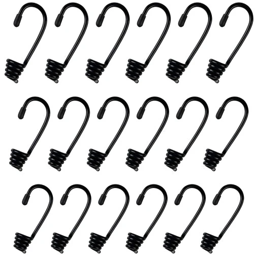 Ferraycle 30 Pieces 1/4 Inch Plastic Coated Bungee Cord Hooks Spiral Bungee Hooks Shock Cord Hook Wire Hooks End for Elastic Rope, Boating, Camping, Auto and Outdoor Uses (No Bungee Cords)