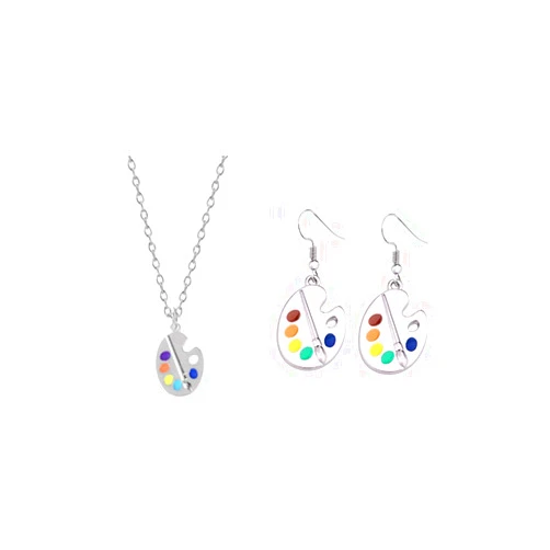 Fuqimanman2020 Colorful Palette Earrings necklace Jewelry set