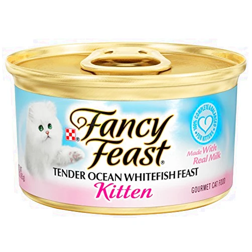 Fancy Feast Purina Tender Ocean Whitefish Feast Kitten Made with Real Milk (12-CANS) (NET WT 3 OZ Each)