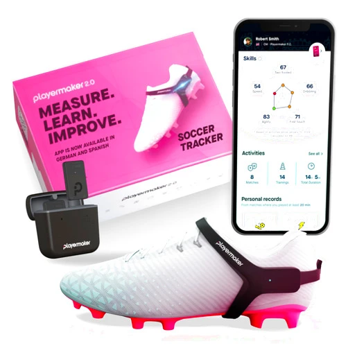 Playermaker 2.0 Smart Soccer Tracker for Cleats, 25+ Technical & Physical Soccer Training Metrics, 12 Month Access to Playermaker Technology App Included, Next-Level Precision Beyond GPS Trackers