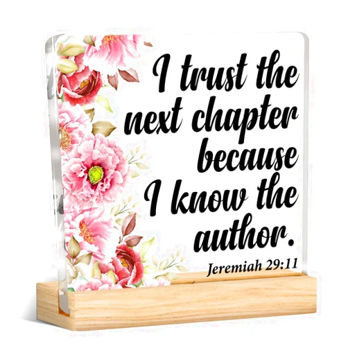UYVQXA Christian Graduation Gifts for Her Girls, Inspirational College High School Graduation Gifts I Trust the Next Chapter Because I Know the Author Acrylic Desk Plaque Sign Home Desk Decor