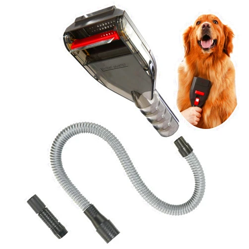 Kodahome Pet Shedding Brush Vacuum Attachment, Grooming Tool Kit for Most Vacuums, Cat Dog Hair Deshedding Groomer with Extension Hose and Universal Adapters