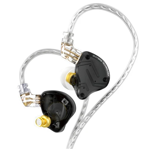 Kinboofi KZ ZS10 Pro X in Ear Monitor Headphone, Upgraded 4BA 1DD KZ Headphone Multi Driver in Ear IEM Earphone with Detachable Silver-Plated 0.75mm 2Pin Cable inears for Audiophile(Dark,No Mic)