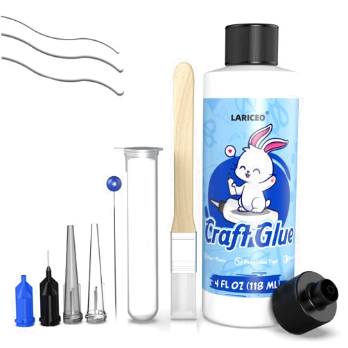 LARICEO Craft Glue 4oz & Precision Tips, Craft Glue Bottles with Fine Tip, Craft Glue Quick Dry Clear, Strong Tacky Glue, Fabric Glue Permanent for Paper Crafting Scrapbooking/Card Making/Etc