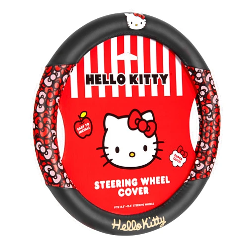 Carbella Hello Kitty Steering Wheel Cover, Official Sanrio Car Steering Wheel Cover with Universal Size 14.5-15.5, Cute Black Steering Wheel Cover for Women, Hello Kitty Car Accessories (Hello Kitty Bows)