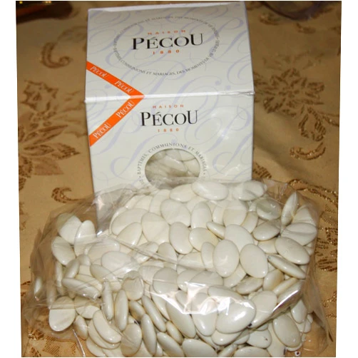 Pecou Dragees Pecou Chocolate Dragees - Dark Chocolate Sugar coated Ivory One Box of 1 Kilo / 2.2 LBS