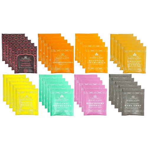 Harney & Sons Assorted Tea Bag Sampler 40 Count – Harney Decaf Tea Bags, Herbal Tea Variety Pack Caffeine Free Tea